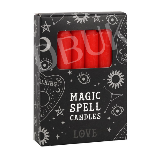 Pack of 12 Red 'Love' Spell Candles