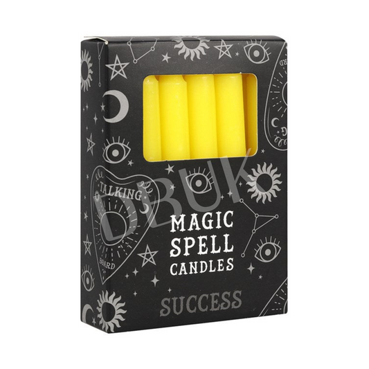 Pack of 12 Yellow 'Success' Spell Candles