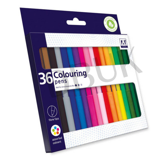 Pack of 36 Fibre Tip Colouring Pens