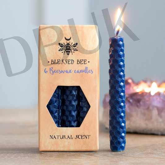 Pack of 6 Blue Beeswax Spell Candles