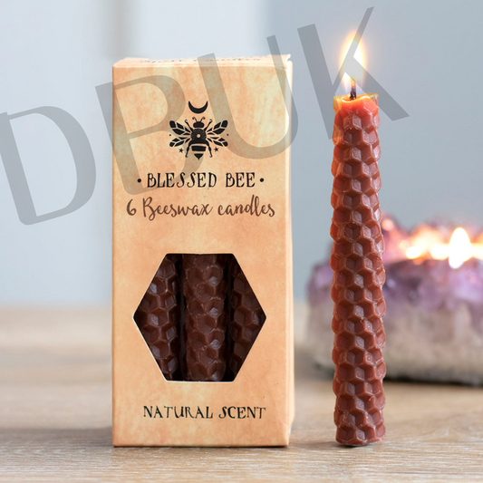 Pack of 6 Brown Beeswax Spell Candles