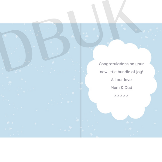 Personalised '10 Little Fingers' Blue Baby Card