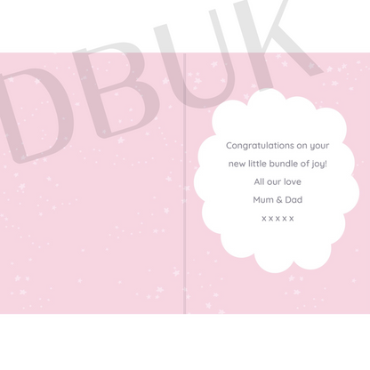 Personalised '10 Little Fingers' Pink Baby Card