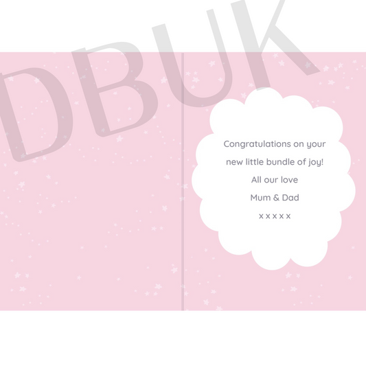 Personalised '10 Little Fingers' Pink Baby Card