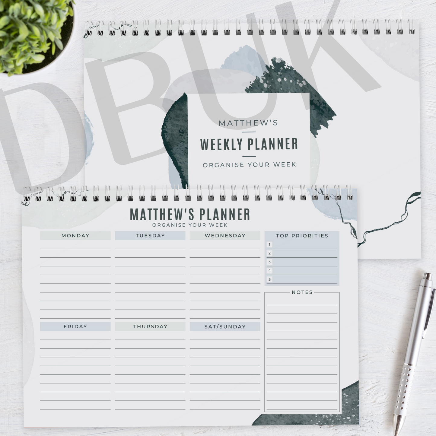 Personalised Abstract A4 Desk Planner