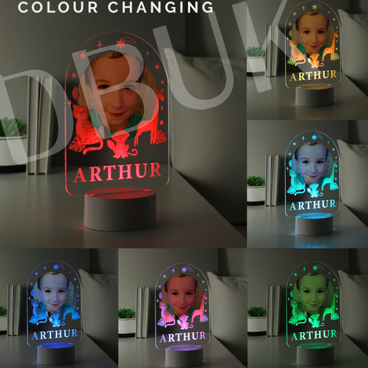 Personalised Animal Photo Upload LED Colour Changing Night Light