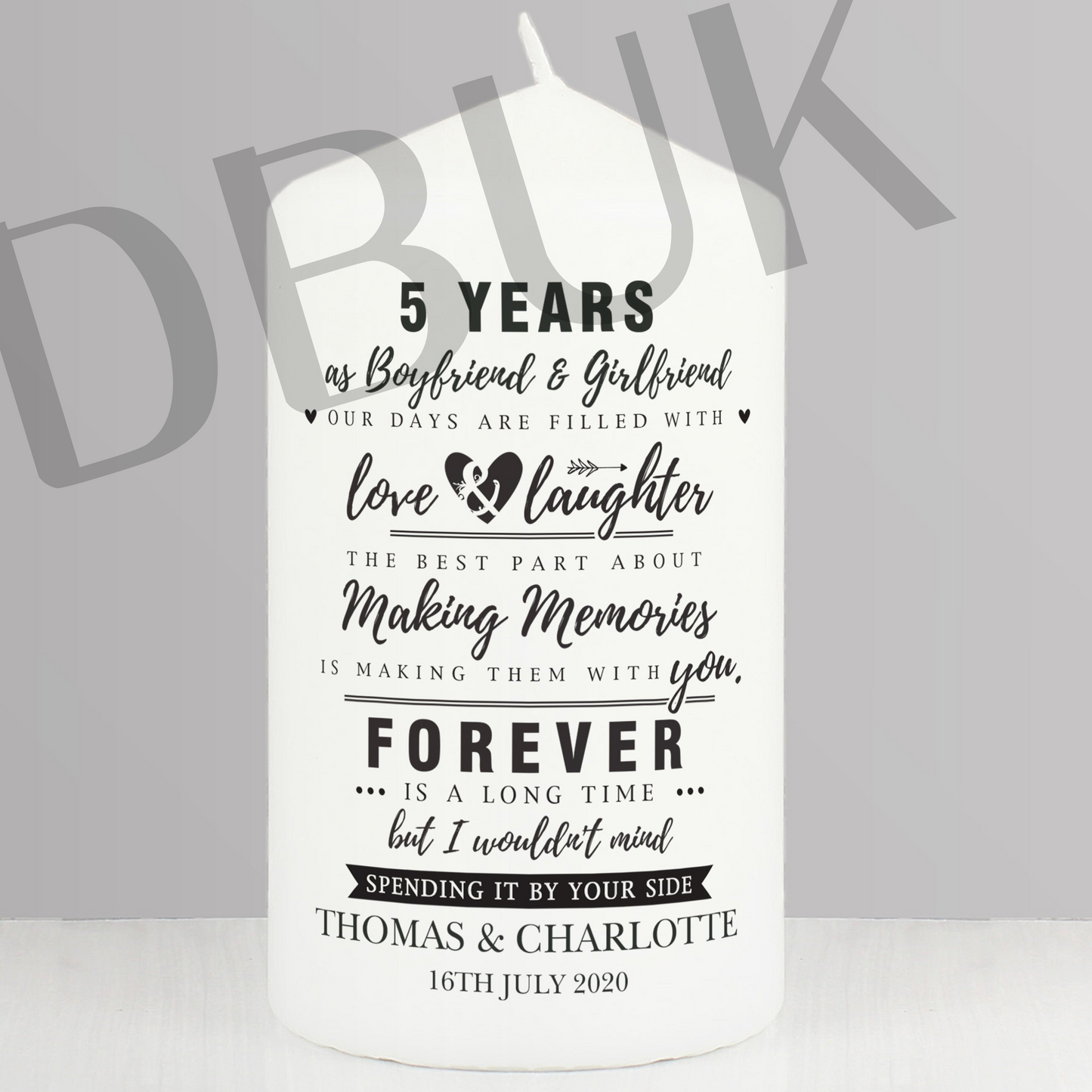 Personalised Anniversary Pillar Candle