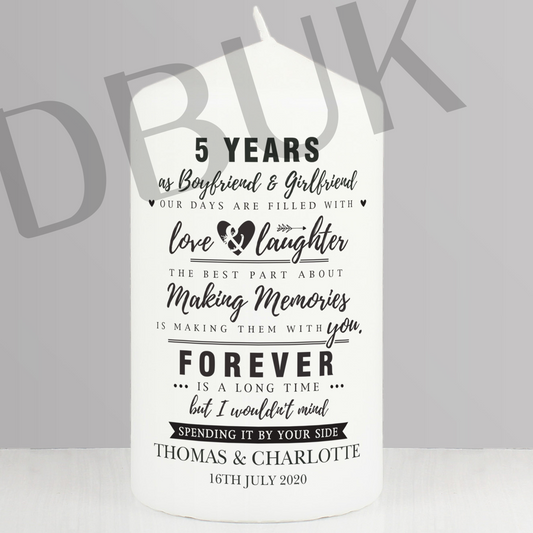 Personalised Anniversary Pillar Candle