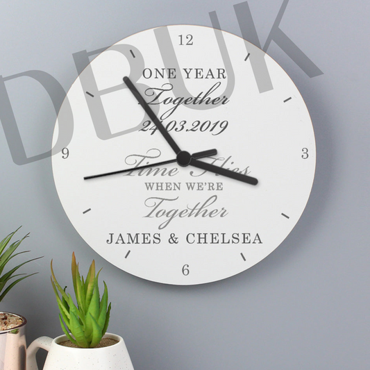 Personalised Anniversary Wooden Clock