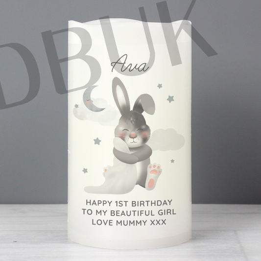 Personalised Baby Bunny LED Candle