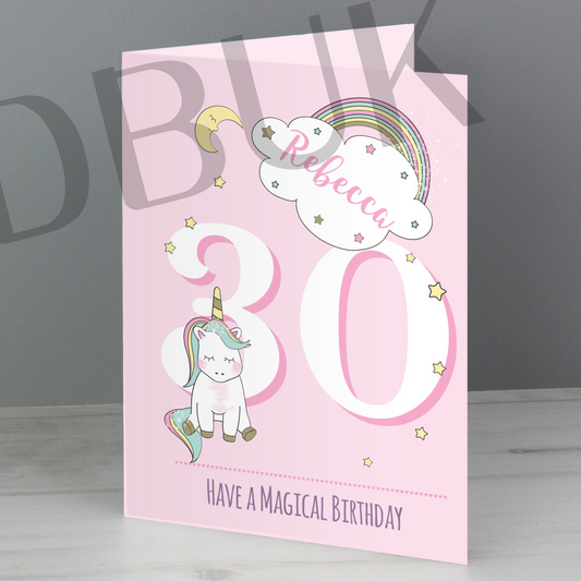 Personalised Baby Unicorn Birthday Age Card