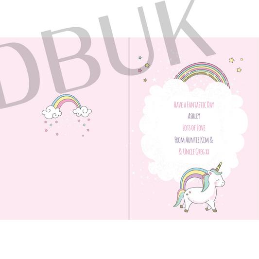 Personalised Baby Unicorn Birthday Age Card