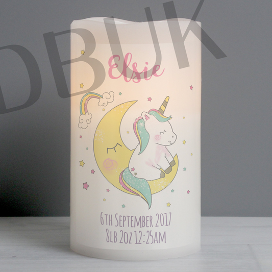 Personalised Baby Unicorn Nightlight LED Candle