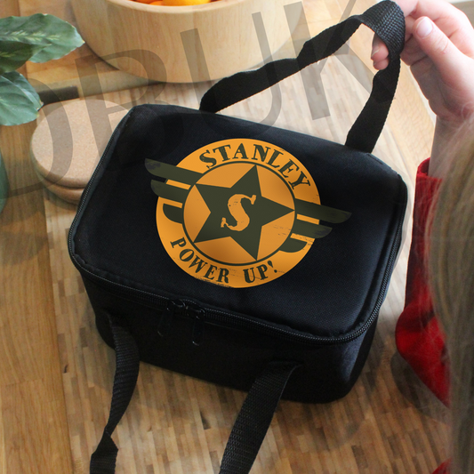 Personalised Badge Black Lunch Bag
