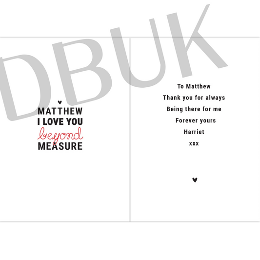 Personalised Beyond Measures Card