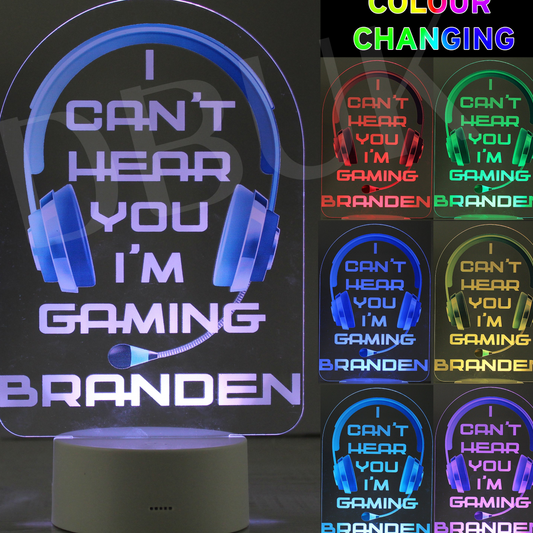 Personalised Blue Gaming LED Colour Changing Night Light