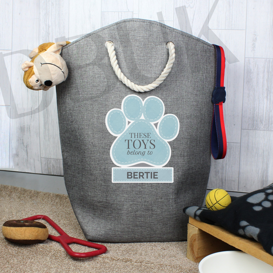 Personalised Blue Paw Print Storage Bag