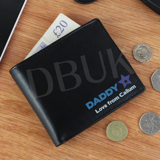 Personalised Blue Worlds Best Dad Leather Wallet