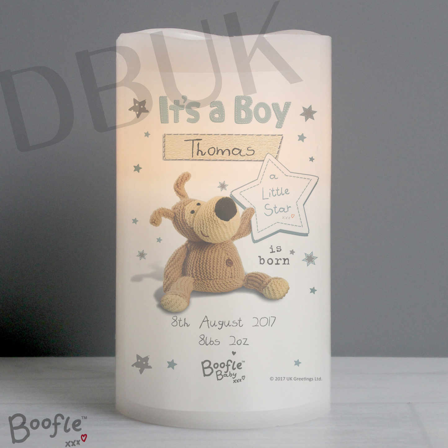 Personalised Boofle It's a Boy Nightlight LED Candle