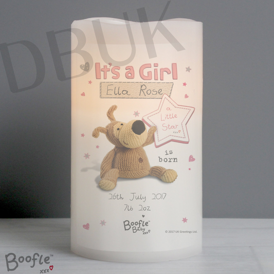 Personalised Boofle It's a Girl Nightlight LED Candle