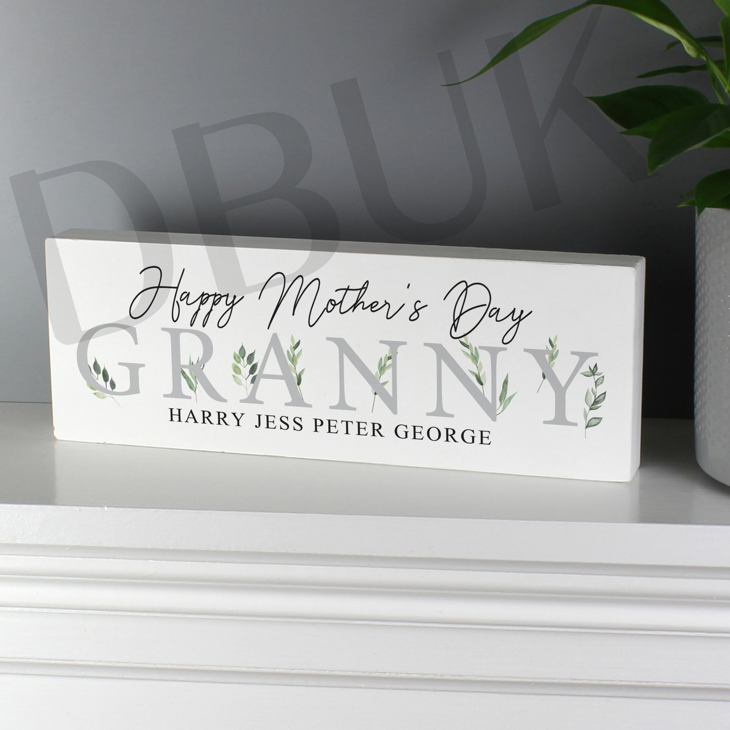 Personalised Botanical Wooden Block Sign
