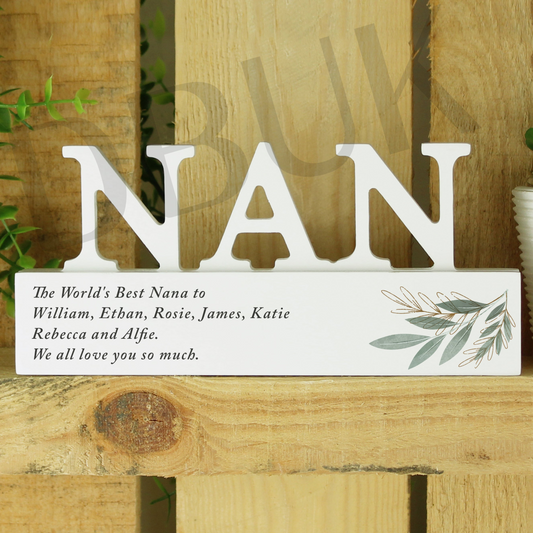 Personalised Botanical Wooden Nan Ornament