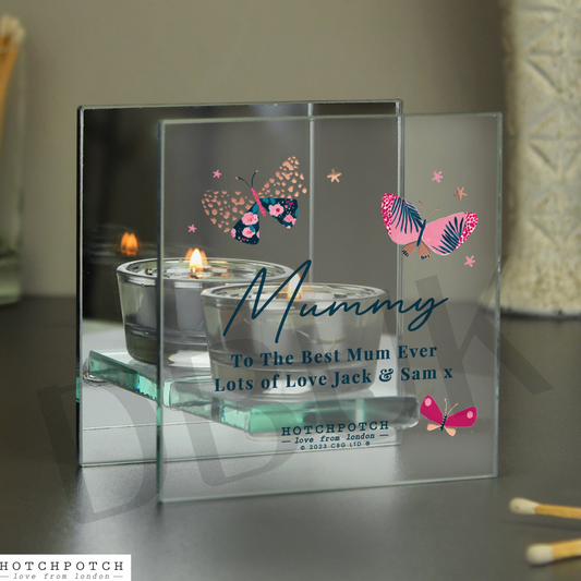 Personalised Butterfly Mirrored Tealight Holder