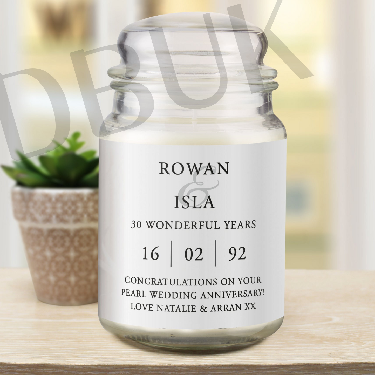 Personalised Couples Large Scented Jar Candle