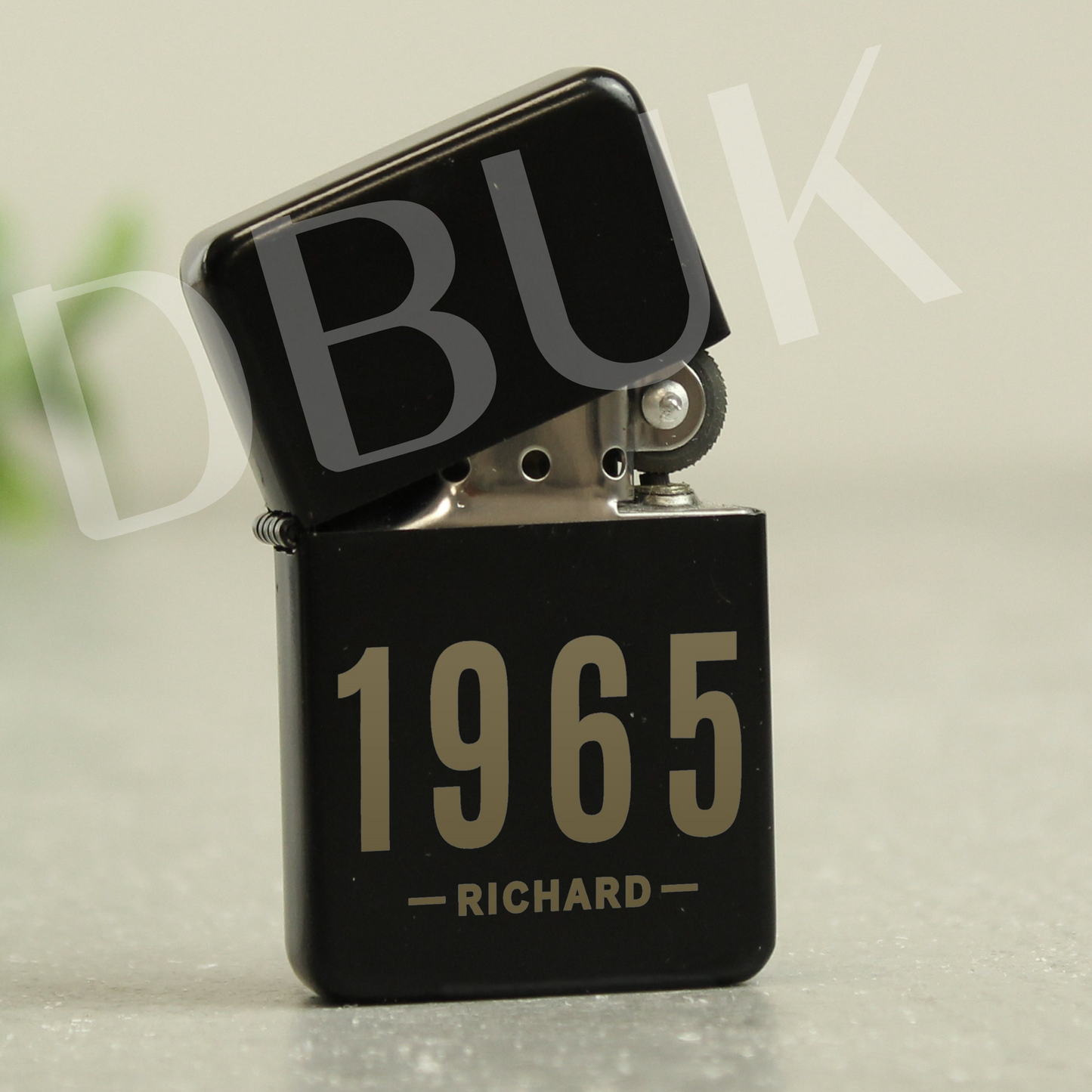 Personalised Date & Name Black Lighter