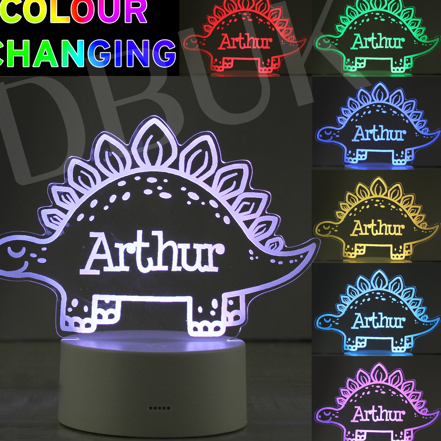 Personalised Dinosaur LED Colour Changing Night Light