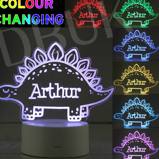 Personalised Dinosaur LED Colour Changing Night Light