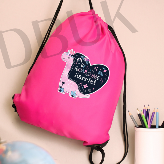 Personalised Dinosaur Pink Kit Bag