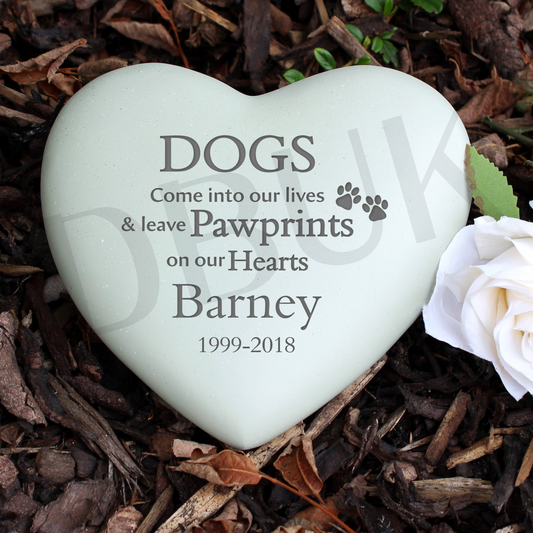 Personalised Dog Pawprints Heart Memorial