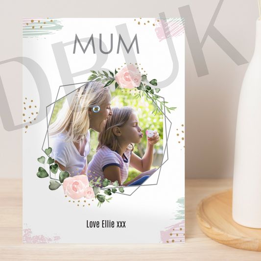 Personalised Floral Abstract Photo Upload Card