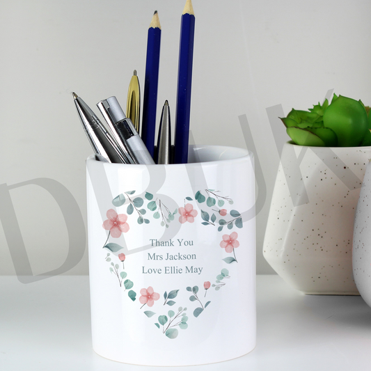 Personalised Floral Heart Ceramic Storage Pot