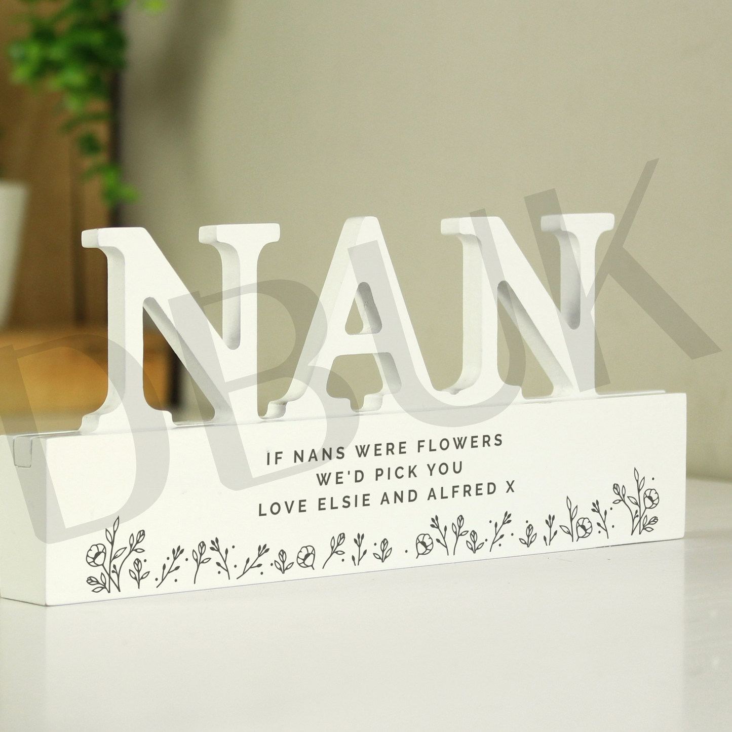 Personalised Floral Wooden Nan Ornament