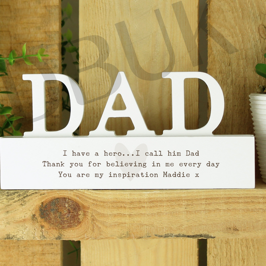 Personalised Free Text Heart Wooden Dad Ornament