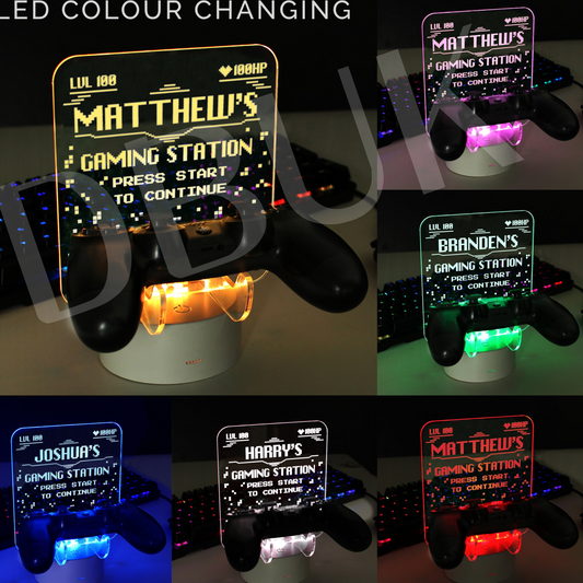 Personalised Gaming Controller Holder LED Colour Changing Light