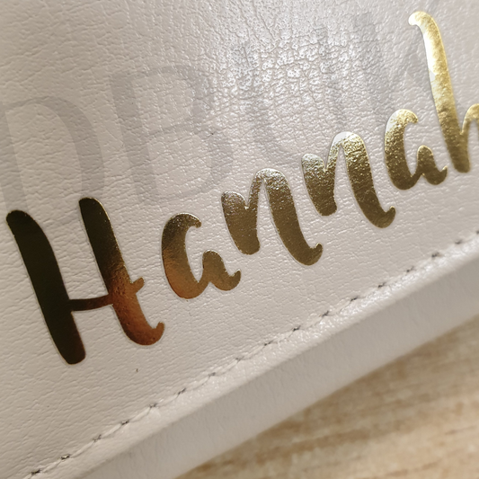 Personalised Gold Name Cream Purse