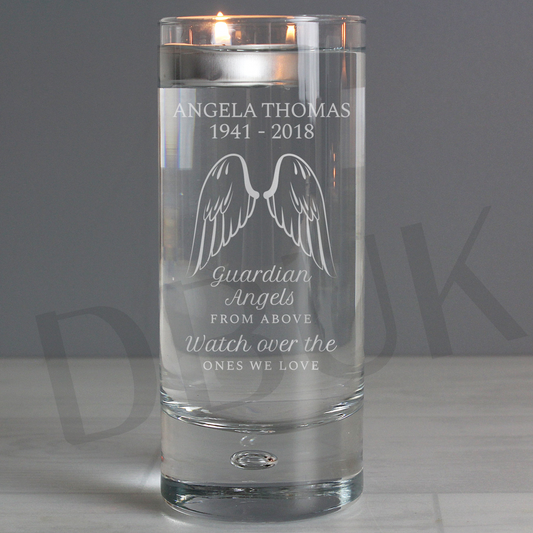 Personalised Guardian Angel Wings Floating Candle Holder