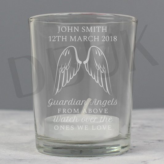 Personalised Guardian Angel Wings Votive Candle Holder