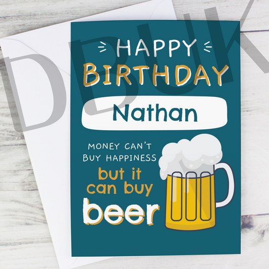 Personalised Happy Birthday Beer Card