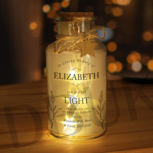 Personalised In Loving Memory LED Glass Jar