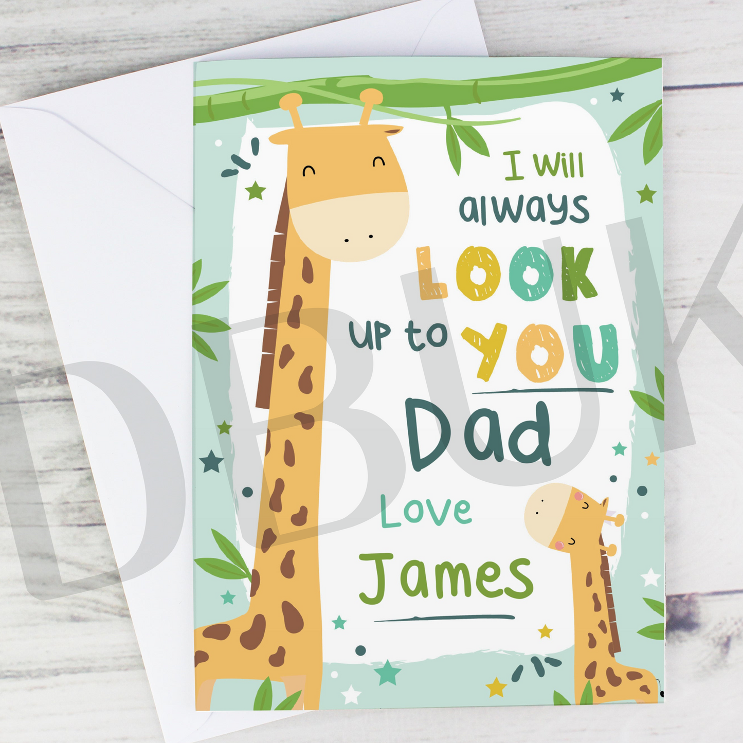 Personalised Look Up To You Giraffe Card