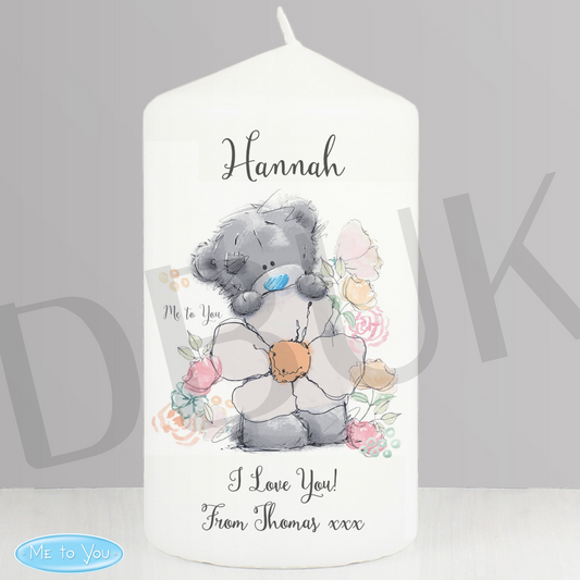 Personalised Me to You Floral Pillar Candle