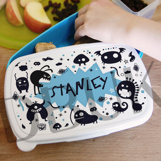Personalised Monsters Name Only Blue Lunch Box