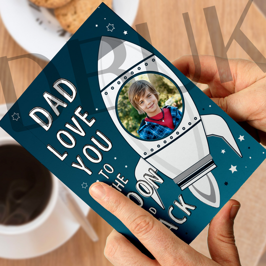 Personalised Moon & Back Photo Upload Card