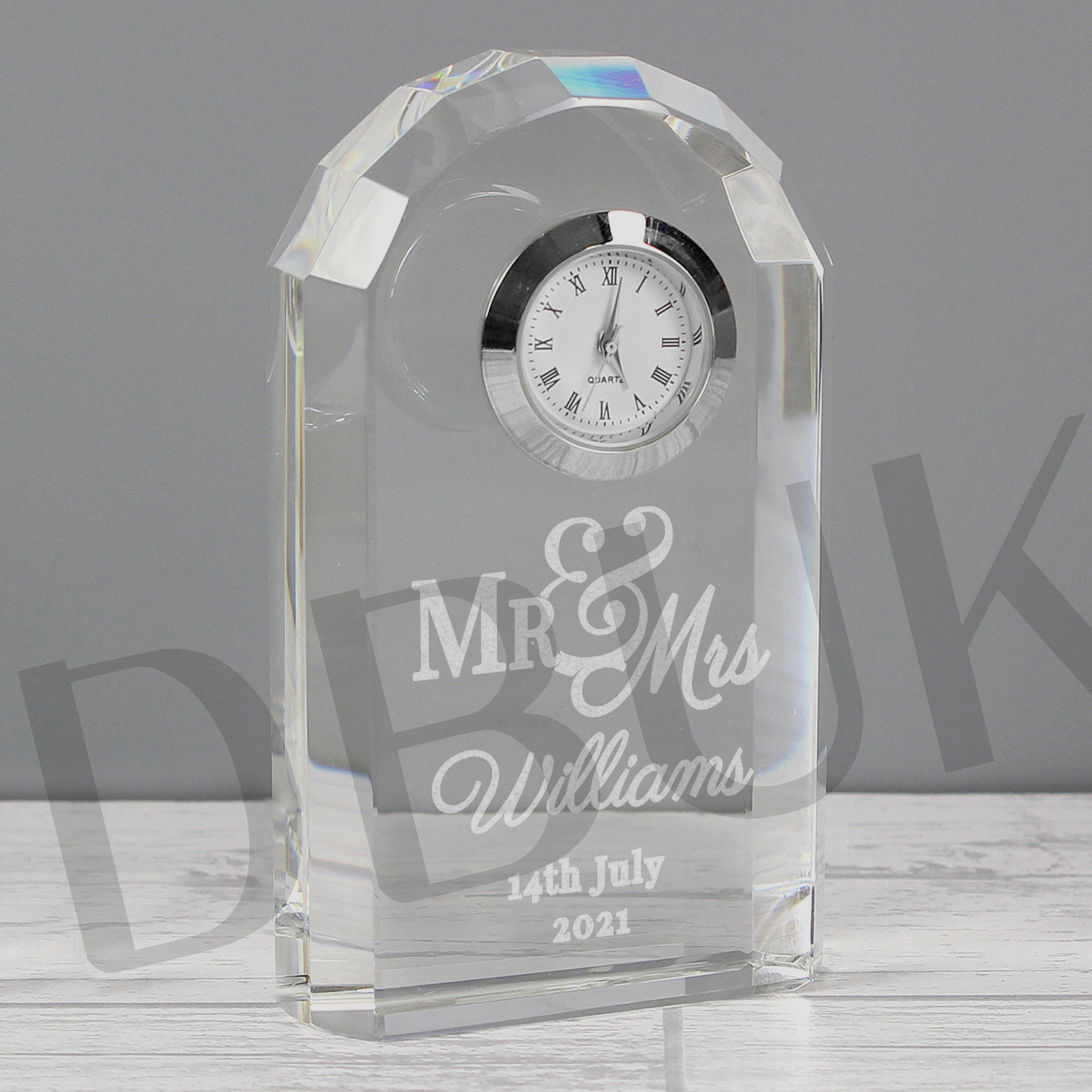 Personalised Mr & Mrs Crystal Clock