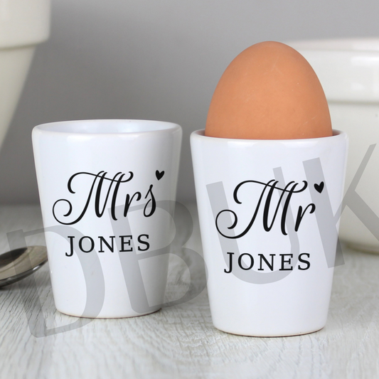Personalised Mr & Mrs Egg Cups