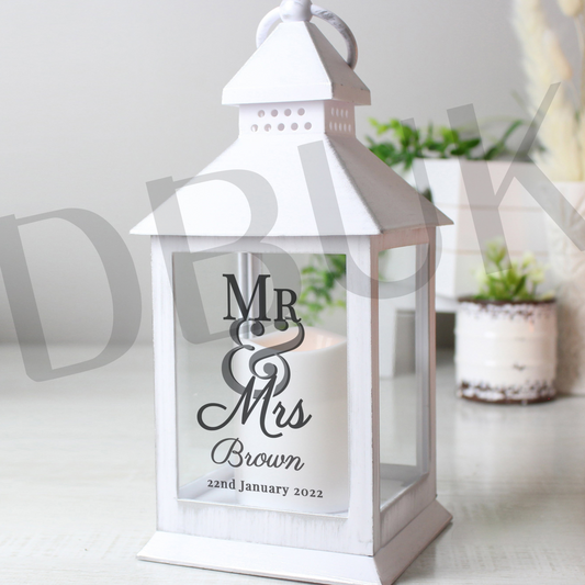 Personalised Mr & Mrs White Lantern